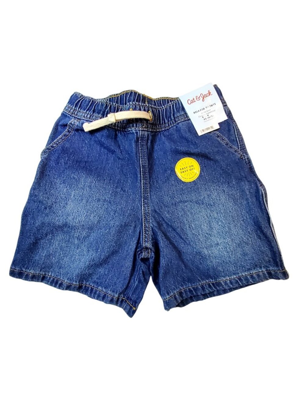 Cat & Jack Kids XS (4/5) Denim Blue Relaxed Shorts With Elastic Waist Drawstring